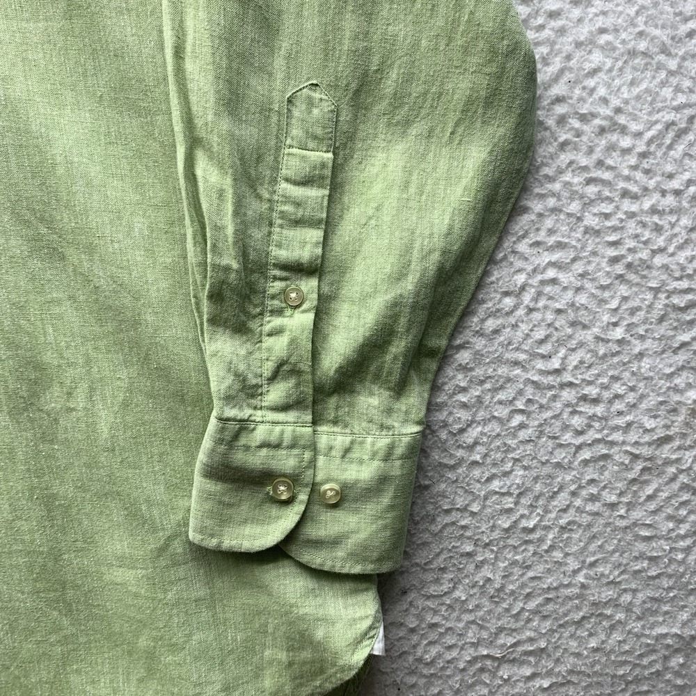 VTG Peter Millar Button Up Shirt Mens Medium M Golf Green Linen Blend Cassique - Picture 2 of 13